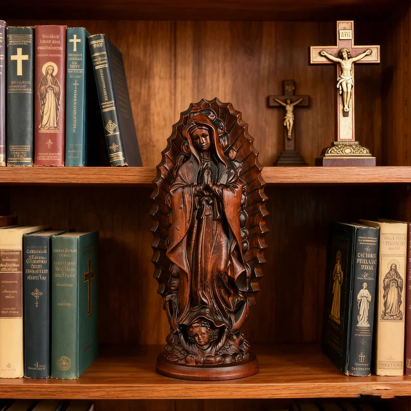 Virgen de Guadalupe en Madera con Acabado Oscuro