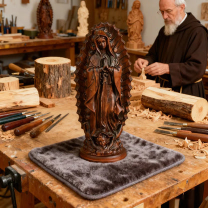 Virgen de Guadalupe en Madera con Acabado Oscuro
