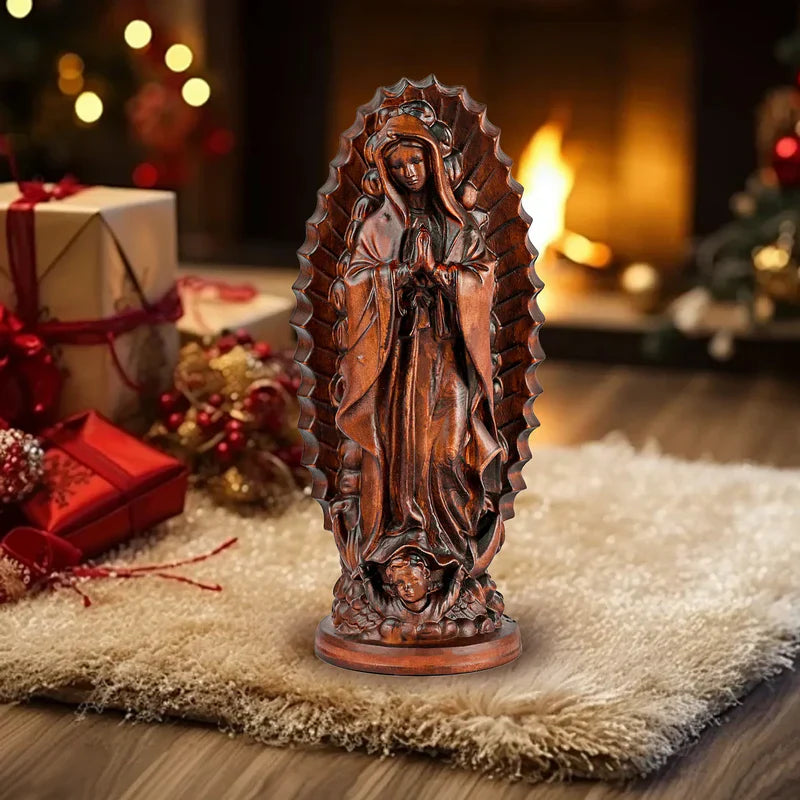 Virgen de Guadalupe en Madera con Acabado Oscuro