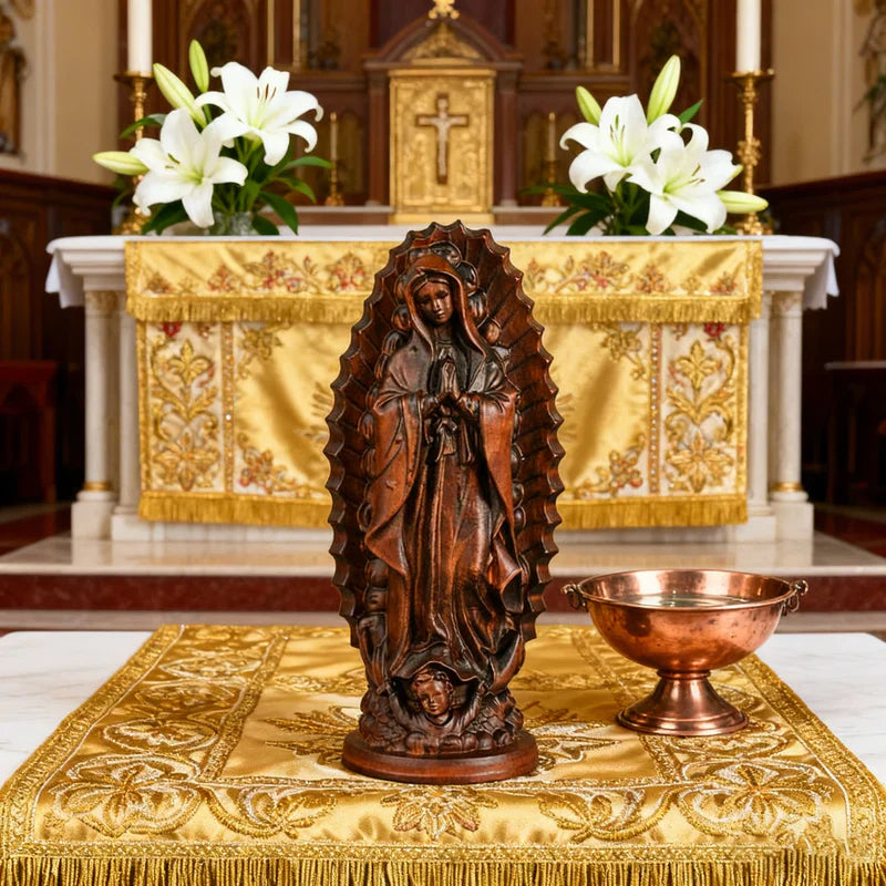 Virgen de Guadalupe en Madera con Acabado Oscuro