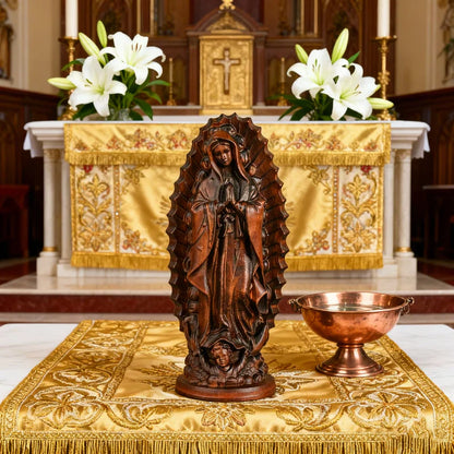 Virgen de Guadalupe en Madera con Acabado Oscuro