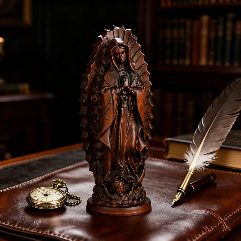 Virgen de Guadalupe en Madera con Acabado Oscuro