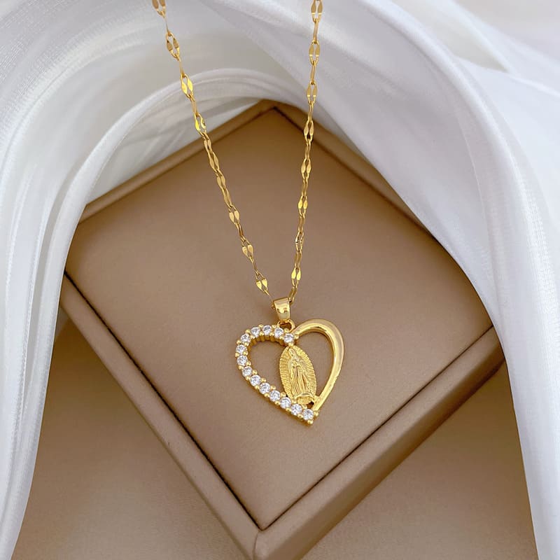 Collar Virgen de Guadalupe en Corazón