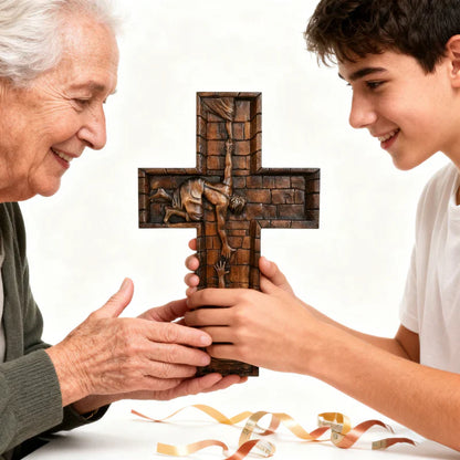 Cruz de Jesús en Madera Artesanal