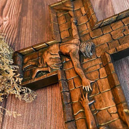 Cruz de Jesús en Madera Artesanal