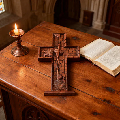 Cruz de Jesús en Madera Artesanal