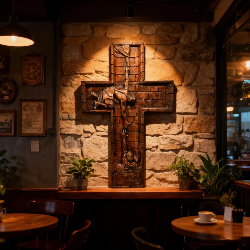 Cruz de Jesús en Madera Artesanal