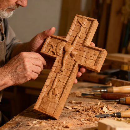 Cruz de Jesús en Madera Artesanal