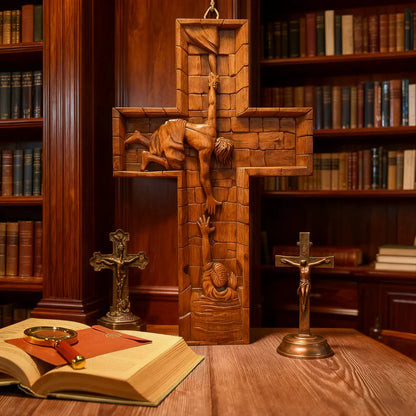Cruz de Jesús en Madera Artesanal