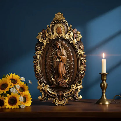 Escultura Devocional Virgen de Guadalupe en Madera
