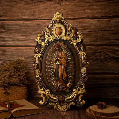 Escultura Devocional Virgen de Guadalupe en Madera