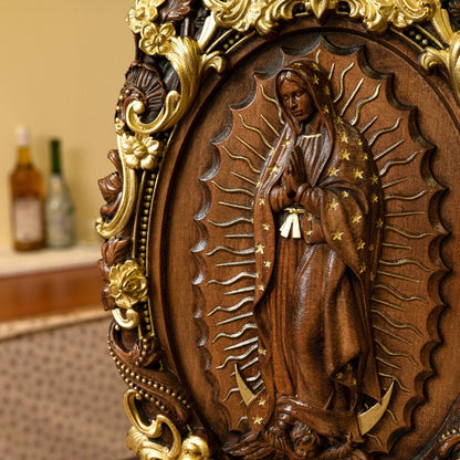 Escultura Devocional Virgen de Guadalupe en Madera