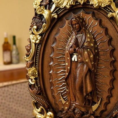 Escultura Devocional Virgen de Guadalupe en Madera