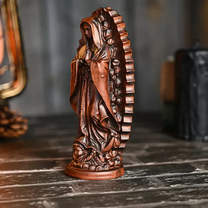 Virgen de Guadalupe en Madera con Acabado Oscuro