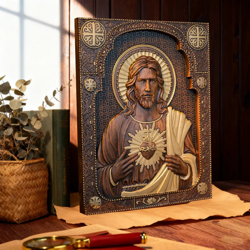Talla Artesanal del Sagrado Corazón de Jesús