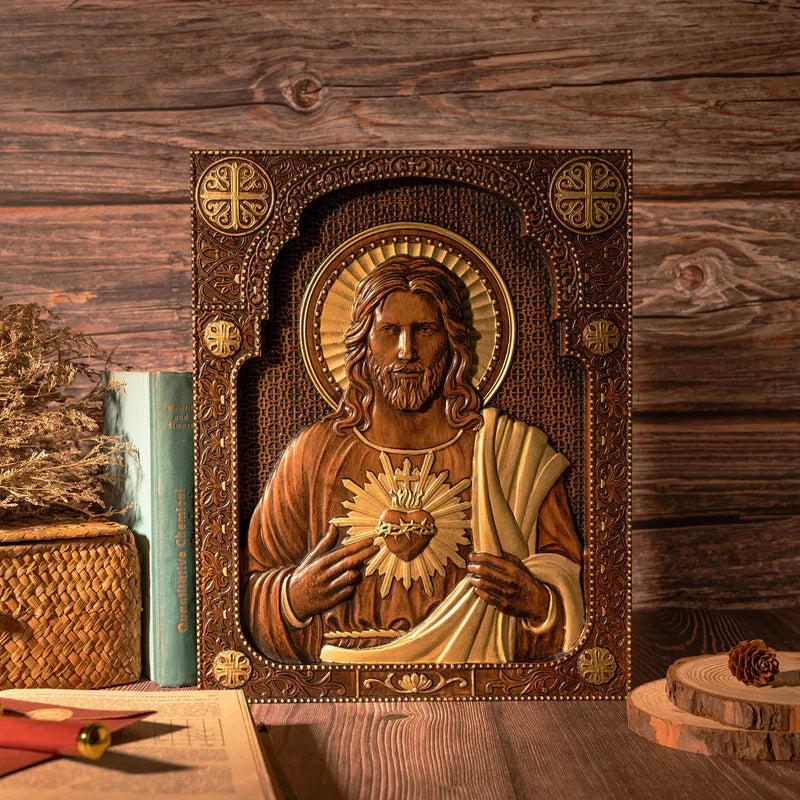 Talla Artesanal del Sagrado Corazón de Jesús