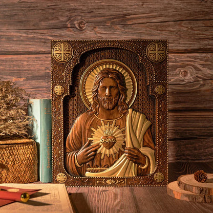 Talla Artesanal del Sagrado Corazón de Jesús