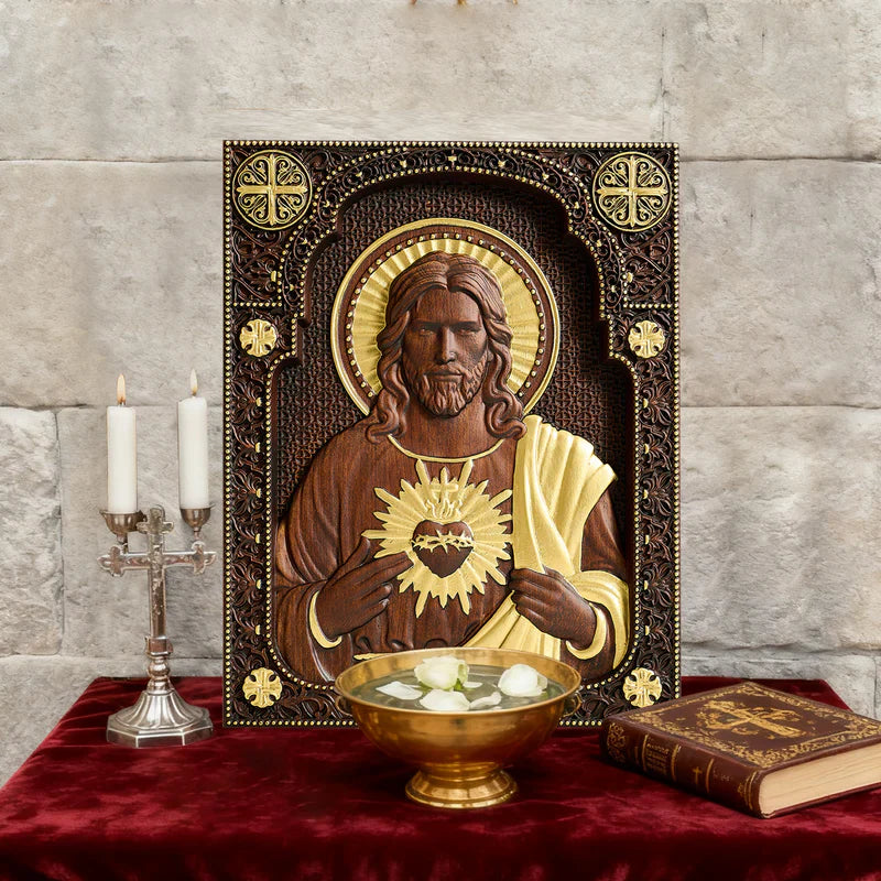 Talla Artesanal del Sagrado Corazón de Jesús
